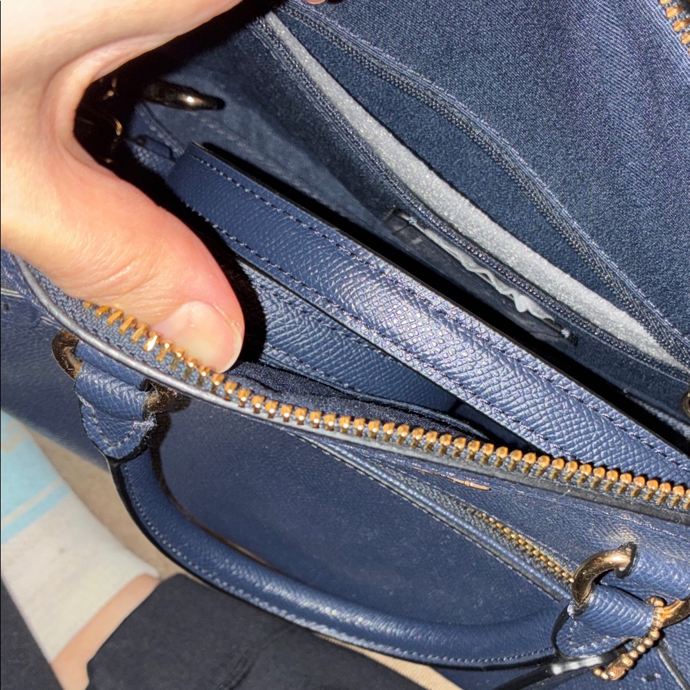 Coach navy Satchel with Gold Accents w/ matching wallet - Picture 2 of 7